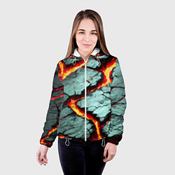 Куртка с капюшоном женская Треснувший камень жёлтый, цвет: 3D-белый — фото 2