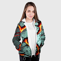 Куртка с капюшоном женская Треснувший камень жёлтый, цвет: 3D-белый — фото 2