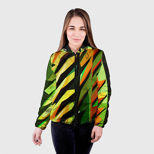 Женская куртка Чёрно-жёлтая абстракция / 3D-Черный – фото 4