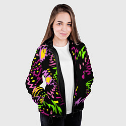 Куртка с капюшоном женская Яркие абстрактные круги-зигзаги, цвет: 3D-черный — фото 2