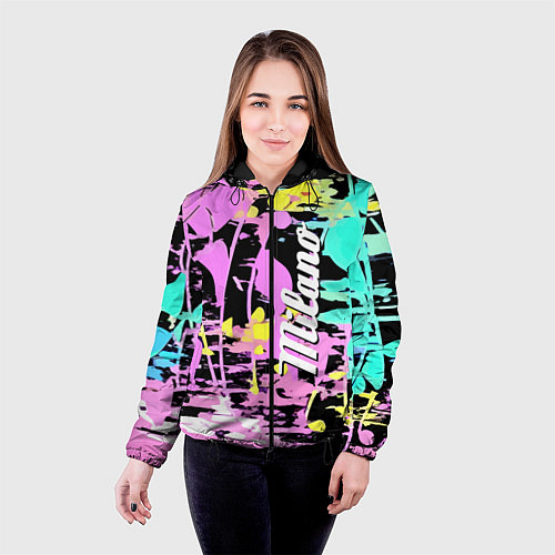 Женская куртка Color expressive abstraction - Milano / 3D-Черный – фото 4