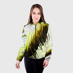 Куртка с капюшоном женская Чёрно-жёлтые острые полосы на белом фоне, цвет: 3D-черный — фото 2