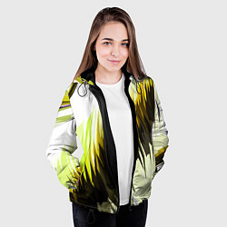 Куртка с капюшоном женская Чёрно-жёлтые острые полосы на белом фоне, цвет: 3D-черный — фото 2