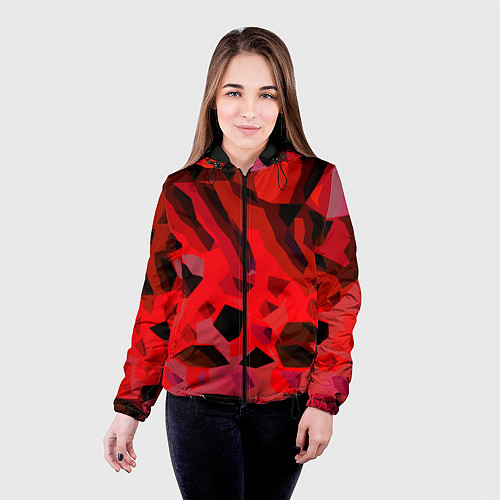 Женская куртка Чёрно-красная пористая абстракция / 3D-Черный – фото 4