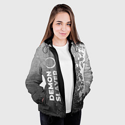 Куртка с капюшоном женская Demon Slayer - grey gradient по-вертикали, цвет: 3D-черный — фото 2
