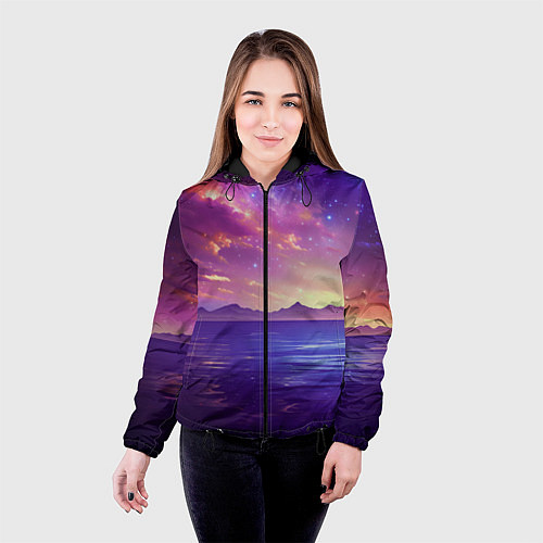 Женская куртка Волшебная галактика / 3D-Черный – фото 4