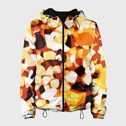 Куртка с капюшоном женская Жёлто-белая абстракция на чёрном фоне, цвет: 3D-черный