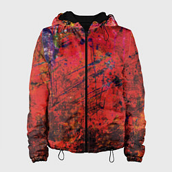 Куртка с капюшоном женская Абстракция - dark red grunge, цвет: 3D-черный