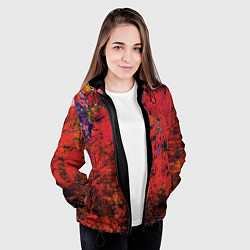 Куртка с капюшоном женская Абстракция - dark red grunge, цвет: 3D-черный — фото 2