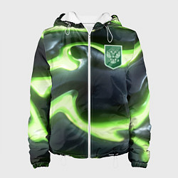 Куртка с капюшоном женская Зеленый неоновый камуфляж, цвет: 3D-белый