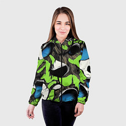 Куртка с капюшоном женская Объемный камуфляж из слоев, цвет: 3D-черный — фото 2