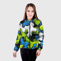 Куртка с капюшоном женская Камуфляж в стиле графитти, цвет: 3D-черный — фото 2