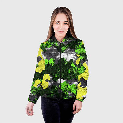 Женская куртка Камуфляж из брызг краски / 3D-Черный – фото 4