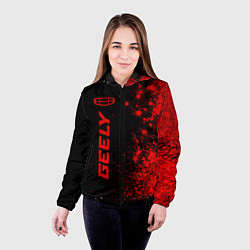 Куртка с капюшоном женская Geely - red gradient по-вертикали, цвет: 3D-черный — фото 2