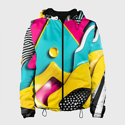 Куртка с капюшоном женская Праздничная абстракция, цвет: 3D-черный