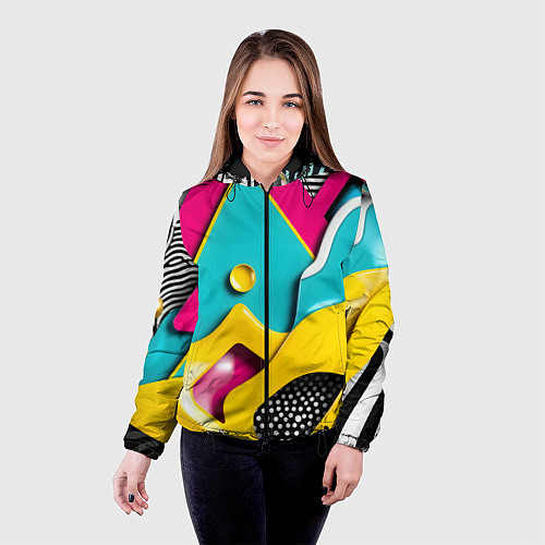 Женская куртка Праздничная абстракция / 3D-Черный – фото 4