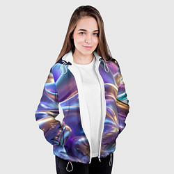 Куртка с капюшоном женская Волны космические, цвет: 3D-белый — фото 2
