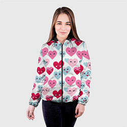 Куртка с капюшоном женская Сердечки-смайлики, цвет: 3D-черный — фото 2