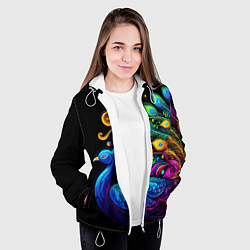 Куртка с капюшоном женская Neon peacock - art, цвет: 3D-белый — фото 2
