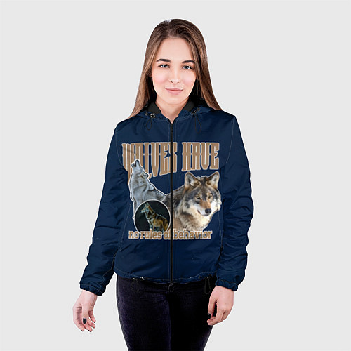 Женская куртка Волки в ночи / 3D-Черный – фото 4
