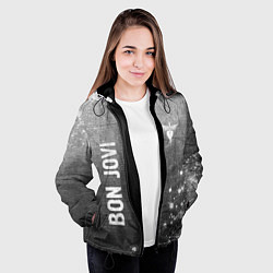 Куртка с капюшоном женская Bon Jovi - grey gradient вертикально, цвет: 3D-черный — фото 2