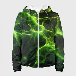 Куртка с капюшоном женская Зеленые волокна текстура, цвет: 3D-белый