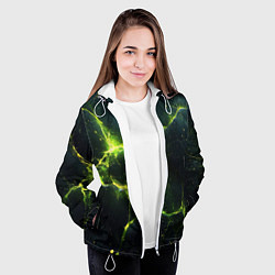 Куртка с капюшоном женская Разбитая плита с зеленым светом, цвет: 3D-белый — фото 2