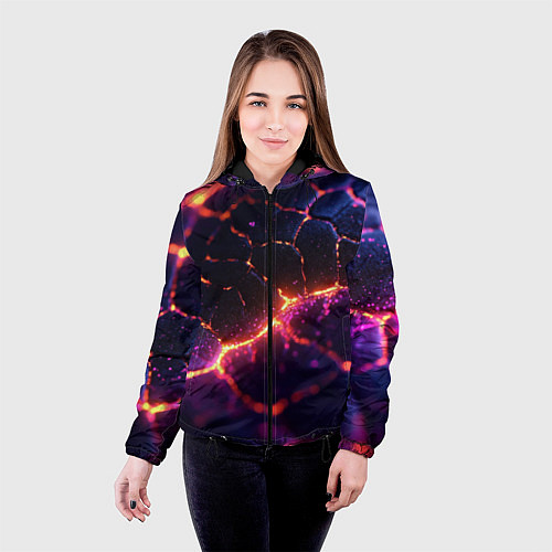 Женская куртка Текстура вулкана / 3D-Черный – фото 4