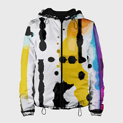Куртка с капюшоном женская Цветная абстракция - минимализм, цвет: 3D-черный