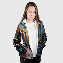 Куртка с капюшоном женская Улица в стиле экспрессионизм, цвет: 3D-белый — фото 2