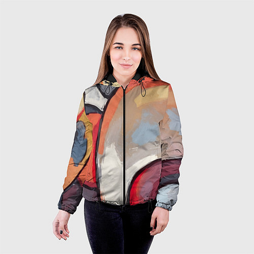 Женская куртка Абстракция с кругами / 3D-Черный – фото 4