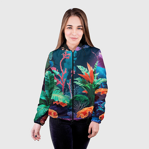 Женская куртка Морские растения / 3D-Черный – фото 4