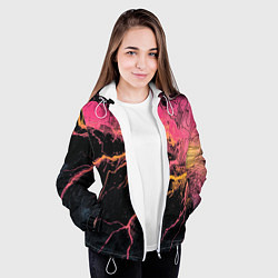 Куртка с капюшоном женская Абстрактные молнии текстура, цвет: 3D-белый — фото 2
