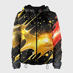 Куртка с капюшоном женская Оранжевая краска на черном, цвет: 3D-черный