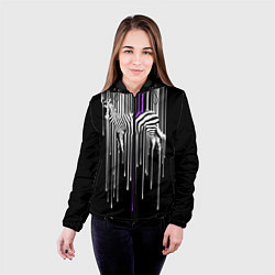 Куртка с капюшоном женская Штрихкод зебра, цвет: 3D-черный — фото 2