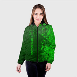 Куртка с капюшоном женская Twenty One Pilots - green gradient по-вертикали, цвет: 3D-черный — фото 2