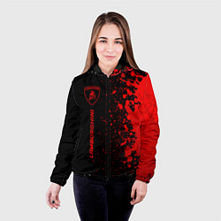 Куртка с капюшоном женская Lamborghini - red gradient по-вертикали, цвет: 3D-черный — фото 2