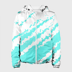 Куртка с капюшоном женская The color is light blue and white, цвет: 3D-белый