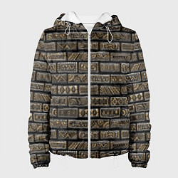 Куртка с капюшоном женская Стена из декоративного кирпича, цвет: 3D-белый