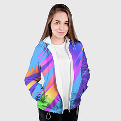 Куртка с капюшоном женская Нежный голубой с розовыми полосами, цвет: 3D-белый — фото 2