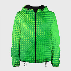 Куртка с капюшоном женская Сочный зелёный абстрактный, цвет: 3D-черный