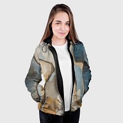 Куртка с капюшоном женская Абстракция с песком и водой, цвет: 3D-черный — фото 2