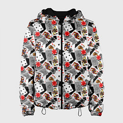 Куртка с капюшоном женская Карты и фишки, цвет: 3D-черный