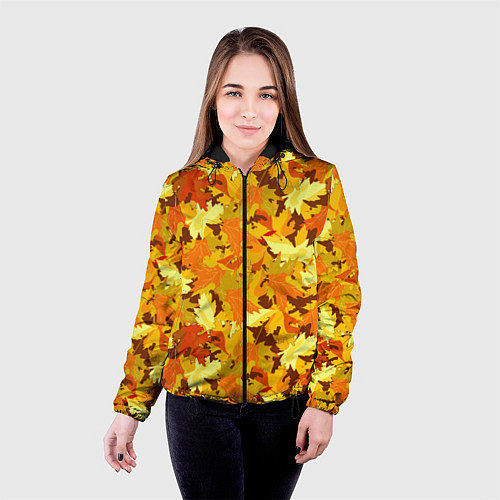 Женская куртка Золотая кленовая осень / 3D-Черный – фото 4
