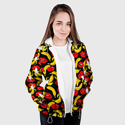 Куртка с капюшоном женская Губы и бананы, цвет: 3D-белый — фото 2