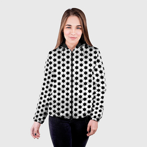 Женская куртка Текстура футбольного мяча / 3D-Черный – фото 4