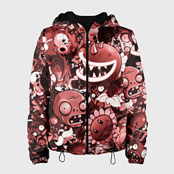 Куртка с капюшоном женская Растения против зомби в красном цвете, цвет: 3D-черный