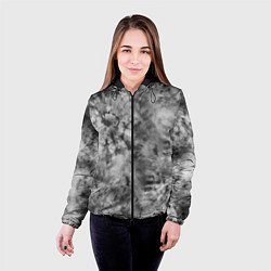 Куртка с капюшоном женская Серый тай дай - абстракция, цвет: 3D-черный — фото 2