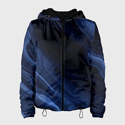 Куртка с капюшоном женская Тёмный синий абстракция дымчатый, цвет: 3D-черный