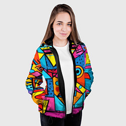 Куртка с капюшоном женская Кислая геометрия, цвет: 3D-черный — фото 2